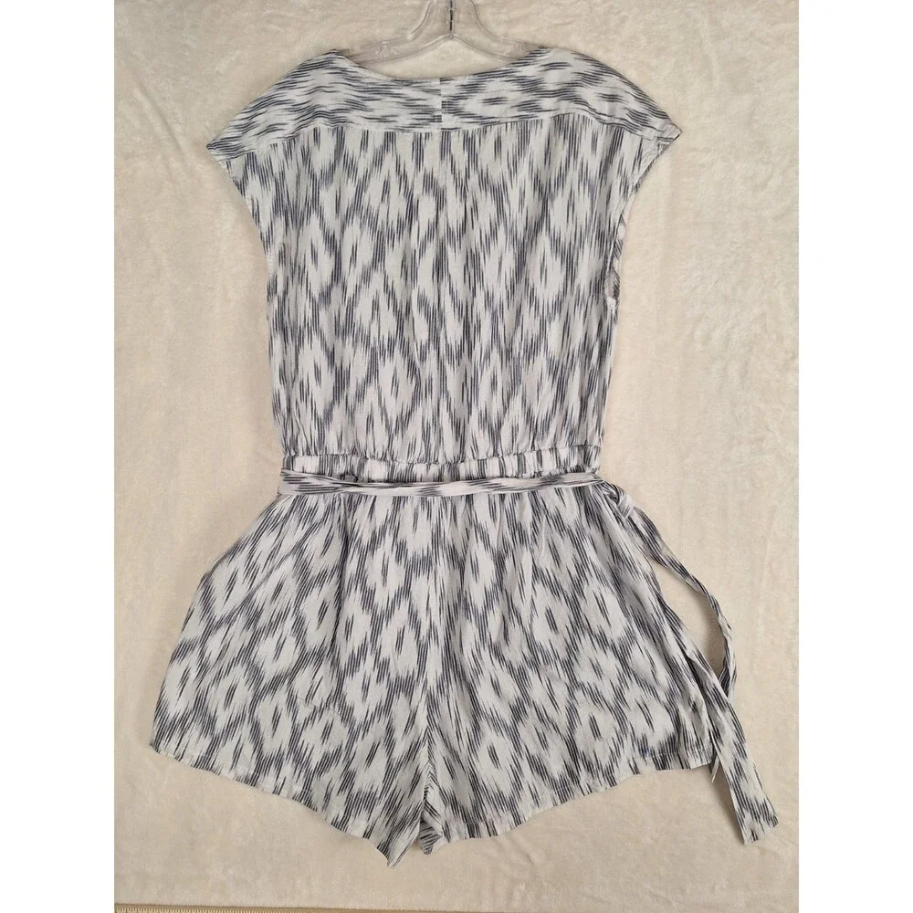 Toad & Co Shakti Womens XL Romper Organic Cotton Belt Pleated Shorts Ikat Nwt